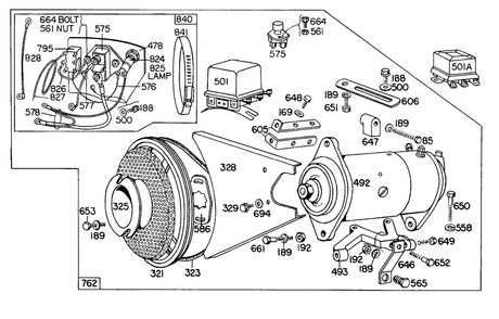 Electric Starter,starter Control Diagram and Parts List for 231461-0040-XX  Briggs and Stratton Engine
